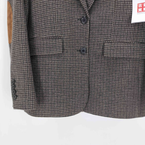 ザラ ZARA 千鳥格子 エルボーパッチ2Bテーラードジャケット レディース import:XS